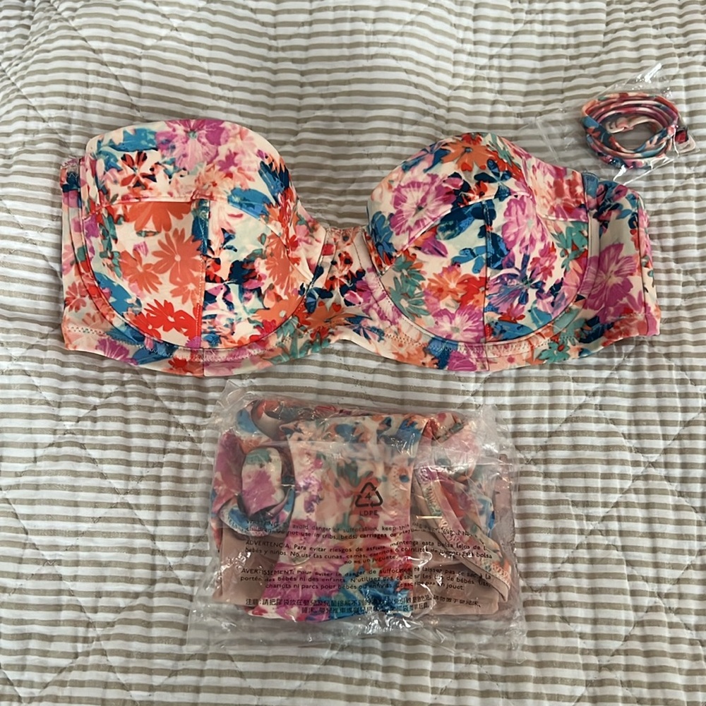 Jcrew floral bikini top and bottom - brand new
